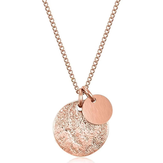 New Women Stainless Steel Galaxy Moon Pattern Necklace Moon Surface Texture Fashion Pendant round Tag Jewelry Gift for Friends